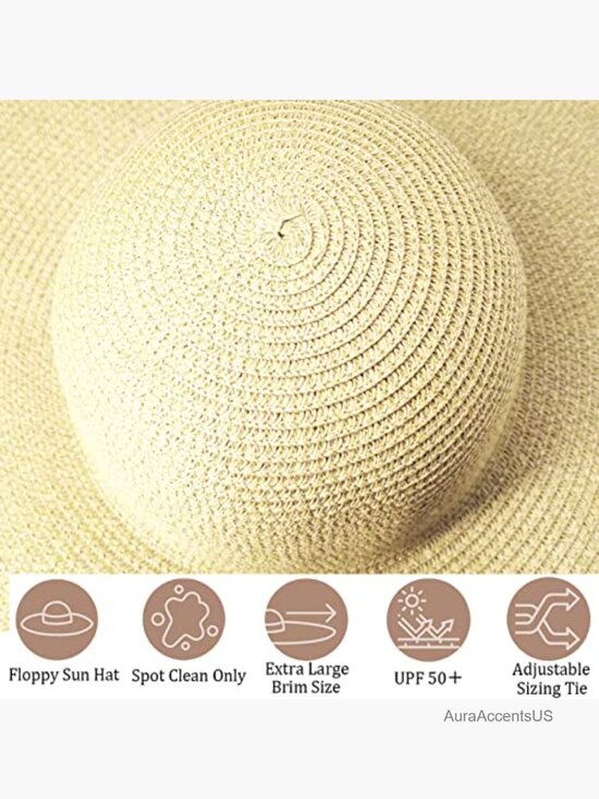 Oversized Wide Brim Straw Sun Hat for Women, Foldable Beach Hat main image 7